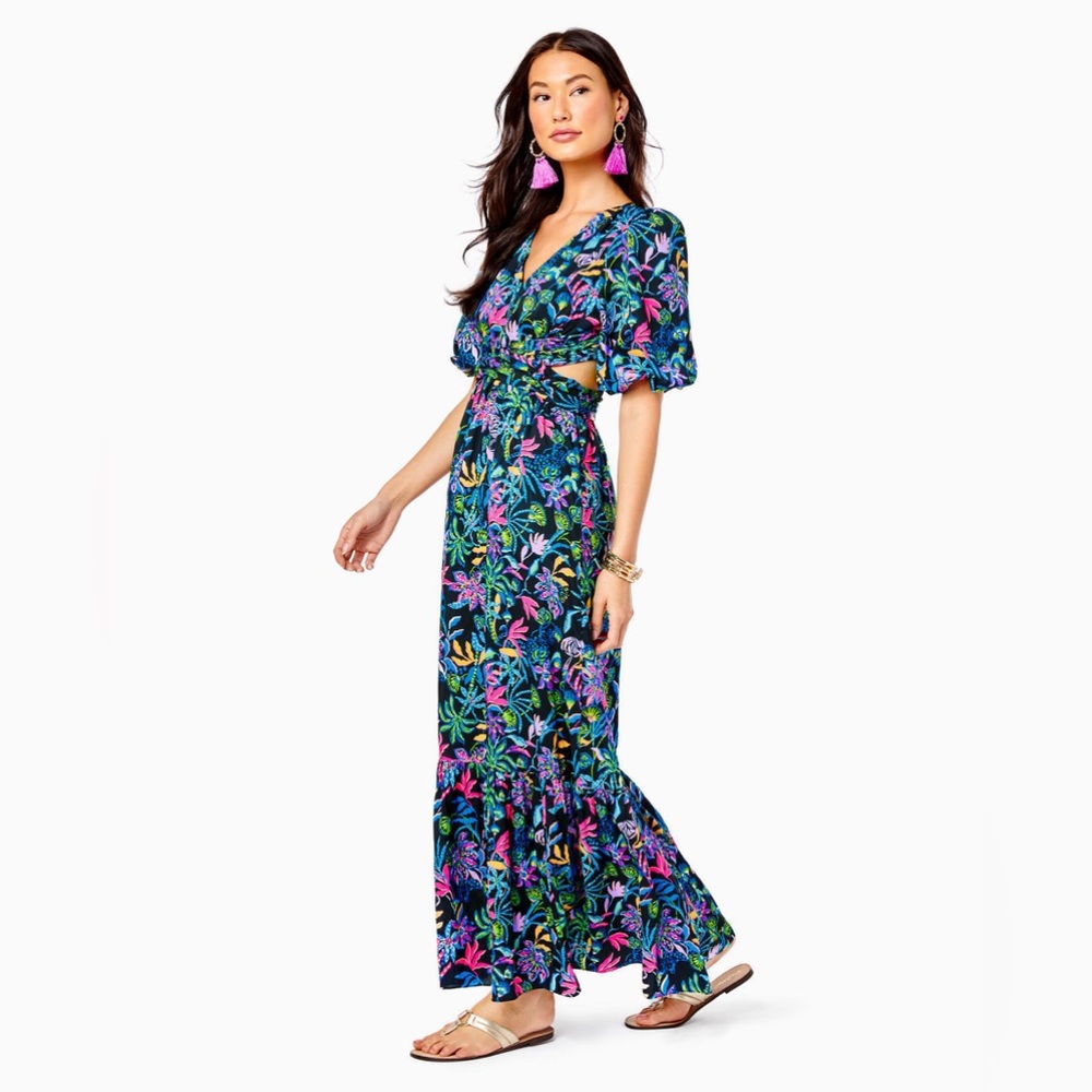 Lilly Pulitzer Teyla Elbow Sleeve Maxi- Size 14